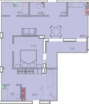 2-кімнатна 78.9 м² в ЖК Схід від 27 350 грн/м², Одеса