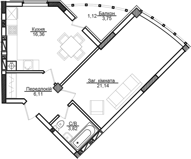 1-кімнатна 49.25 м² в ЖК Ірпінські Липки від 17 000 грн/м², м. Ірпінь