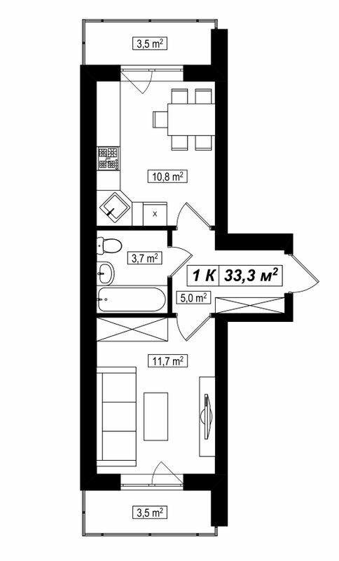 1-кімнатна 33.3 м² в ЖК Амстердам від 16 350 грн/м², с. Білогородка