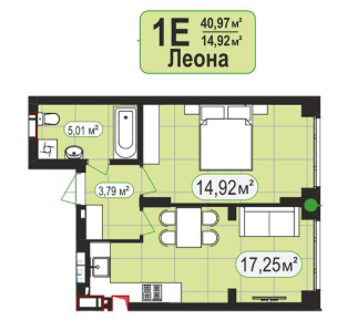1-комнатная 40.97 м² в ЖК Мюнхаузен 2 от 29 750 грн/м², г. Ирпень