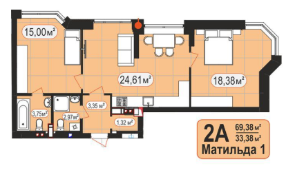 2-комнатная 69.38 м² в ЖК Мюнхаузен 2 от 25 500 грн/м², г. Ирпень