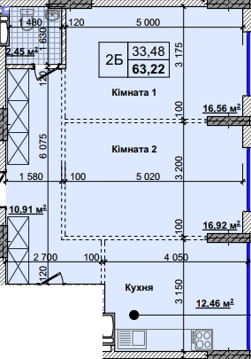 2-комнатная 63.22 м² в ЖК Новые Теремки от 18 500 грн/м², с. Новоселки