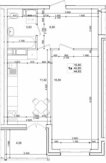 1-кімнатна 44.93 м² в ЖК Вудлайн від 18 800 грн/м², с. Новосілки