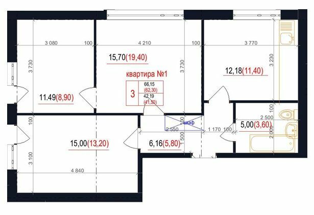 3-кімнатна 66.15 м² в ЖК Family від 21 050 грн/м², с. Гатне