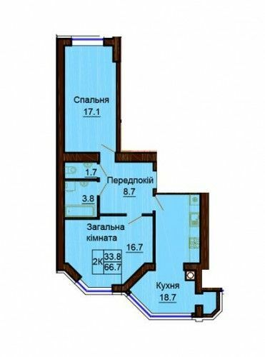 2-комнатная 66.7 м² в ЖК София Сити от 22 500 грн/м², с. Софиевская Борщаговка