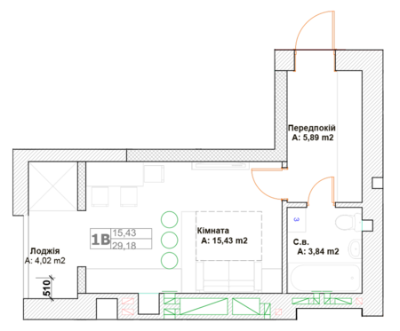 1-кімнатна 29.18 м² в ЖК Фортуна-2 від 20 500 грн/м², м. Ірпінь