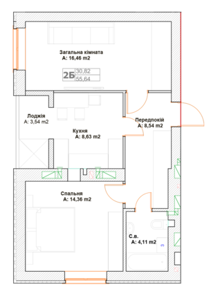 2-кімнатна 55.64 м² в ЖК Фортуна-2 від 20 750 грн/м², м. Ірпінь