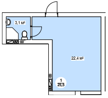 Смарт 25.5 м² в ЖК Новая Дания от 22 500 грн/м², с. Софиевская Борщаговка