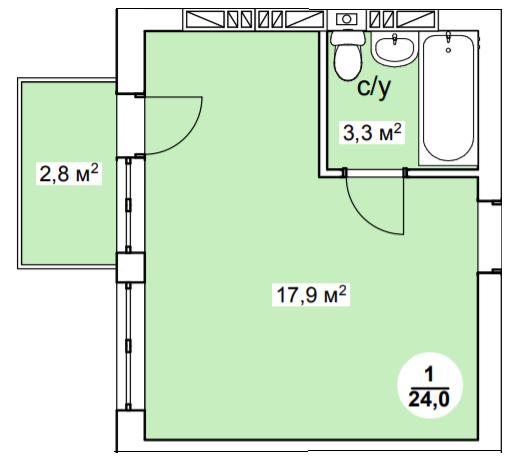 Смарт 24 м² в ЖК Новая Дания от 20 600 грн/м², с. Софиевская Борщаговка