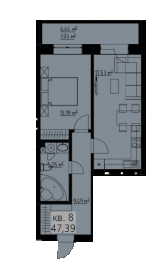 1-комнатная 47.39 м² в КД Новооскольський от застройщика, г. Ирпень