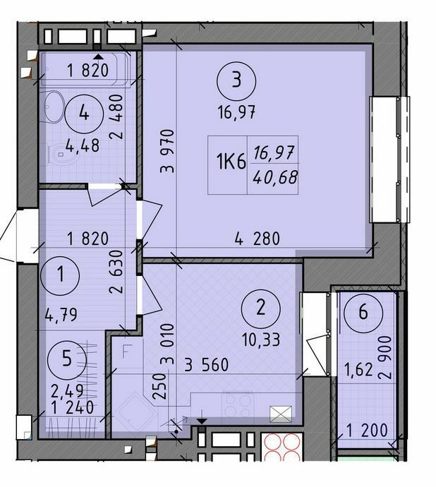 1-комнатная 40.68 м² в ЖК Французский бульвар от застройщика, г. Вышгород