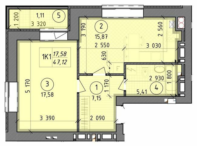 1-комнатная 47.12 м² в ЖК Французский бульвар от застройщика, г. Вышгород