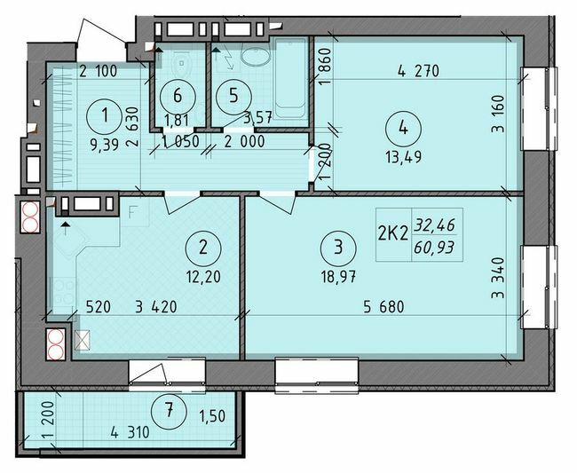 2-комнатная 60.93 м² в ЖК Французский бульвар от 14 650 грн/м², г. Вышгород