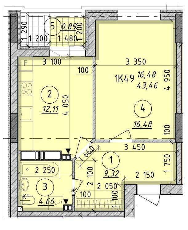 1-кімнатна 43.46 м² в ЖК Борисо-Глібський 2 від 32 500 грн/м², м. Вишгород