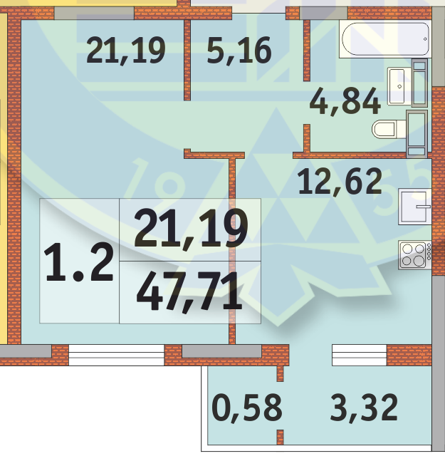 1-кімнатна 48.9 м² в ЖК Новомостицький від 27 000 грн/м², Київ