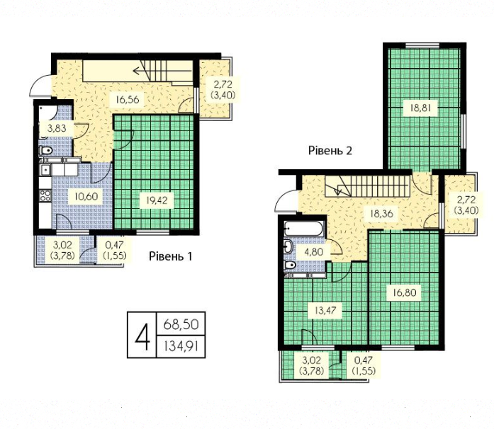 Двухуровневая 134.91 м² в ЖК Набережный от 16 150 грн/м², г. Вышгород