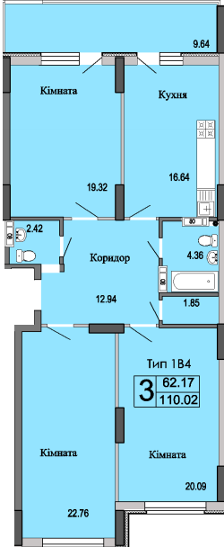3-кімнатна 110.02 м² в ЖК River House від 17 000 грн/м², м. Українка