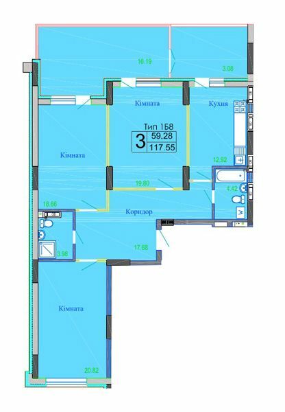 3-кімнатна 117.55 м² в ЖК River House від 17 000 грн/м², м. Українка