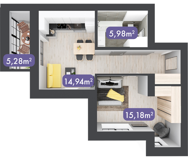 1-кімнатна 48.85 м² в ЖК Desna Park Residence від 20 900 грн/м², с. Зазим`я