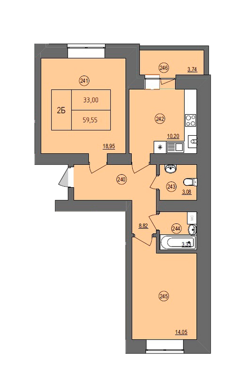 2-комнатная 59.55 м² в ЖК Жасмин от 15 000 грн/м², г. Ирпень