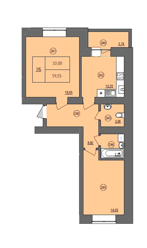 2-кімнатна 59.55 м² в ЖК Жасмін від 15 000 грн/м², м. Ірпінь