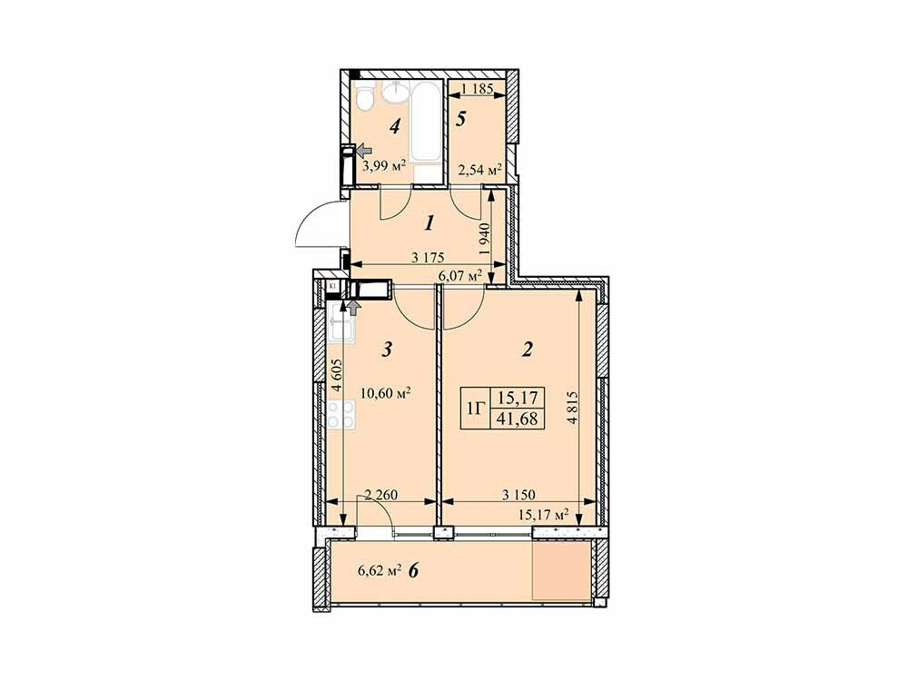 1-комнатная 41.68 м² в ЖК Звездная Башня от 15 500 грн/м², г. Вышгород