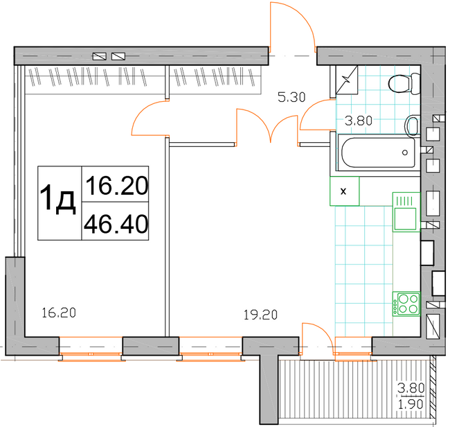 1-кімнатна 46.4 м² в ЖК Саме Той від 15 500 грн/м², смт Немешаєве