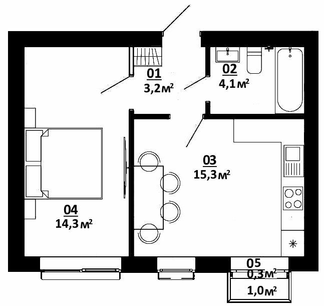 1-комнатная 37.2 м² в ЖК Белый Шоколад.Center от застройщика, с. Белогородка