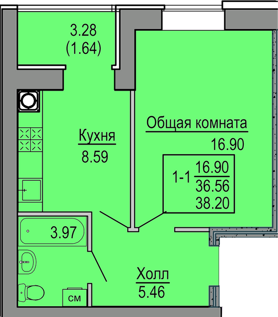 1-кімнатна 38.2 м² в ЖК Софіївська сфера від 17 300 грн/м², с. Софіївська Борщагівка