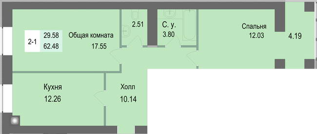 2-комнатная 62.48 м² в ЖК Софиевская сфера от 17 000 грн/м², с. Софиевская Борщаговка