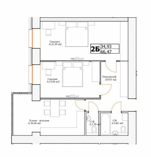 2-комнатная 66.47 м² в ЖК Art Residence от 25 150 грн/м², г. Ирпень