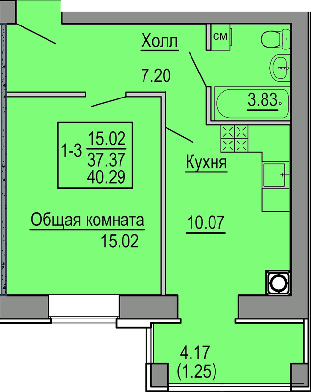 1-кімнатна 40.29 м² в ЖК Софіївська сфера від 18 000 грн/м², с. Софіївська Борщагівка