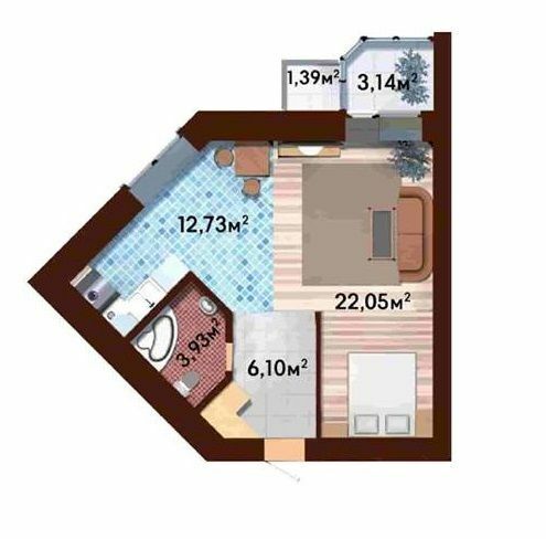 1-комнатная 47.95 м² в ЖК Киевский от 22 050 грн/м², г. Ирпень