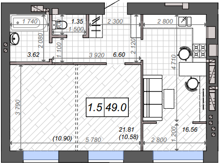 1-комнатная 49 м² в ЖК Новые Метры Park от 26 000 грн/м², г. Ирпень