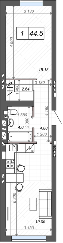 1-комнатная 44.5 м² в ЖК Новые Метры Club от 22 500 грн/м², г. Ирпень