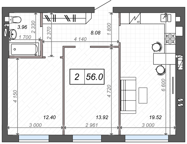 2-комнатная 56 м² в ЖК Новые Метры Club от 20 000 грн/м², г. Ирпень