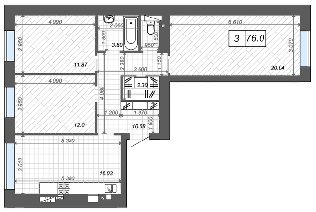 3-кімнатна 76 м² в ЖК Нові Метри Center від 24 000 грн/м², м. Ірпінь