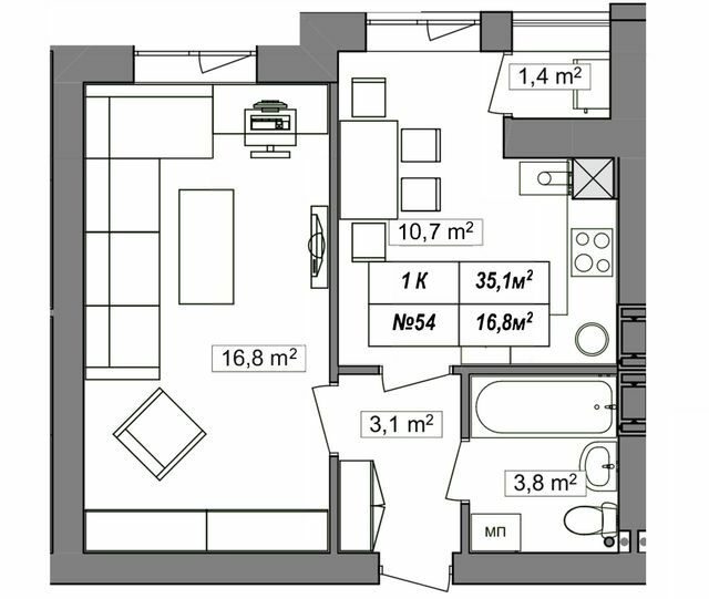 1-кімнатна 35.1 м² в ЖК Гудвіл від 24 250 грн/м², с. Хотів