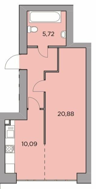 1-кімнатна 42.31 м² в ЖК Рідний від 20 500 грн/м², с. Гатне