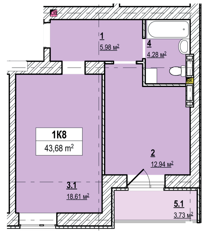 3-кімнатна 43.68 м² в ЖК Вишгород Сіті Парк від 16 500 грн/м², м. Вишгород