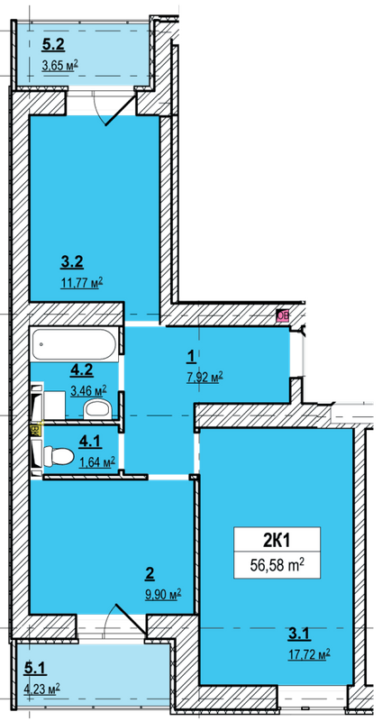 2-кімнатна 56.58 м² в ЖК Вишгород Сіті Парк від 23 000 грн/м², м. Вишгород