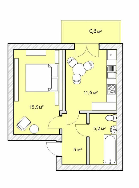 1-комнатная 38.5 м² в ЖК Покровский Двор от 15 800 грн/м², пгт Чабаны