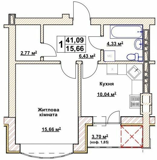 1-комнатная 41.09 м² в ЖК Гранд Парк от 14 000 грн/м², г. Бровары