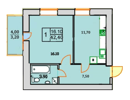 1-кімнатна 42.4 м² в ЖК Сонячна Оселя від 21 000 грн/м², м. Буча