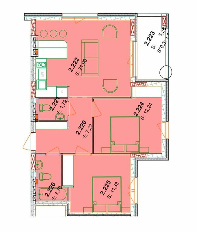 2-кімнатна 63.49 м² в ЖК Сонячний квартал від 49 300 грн/м², с. Голубине