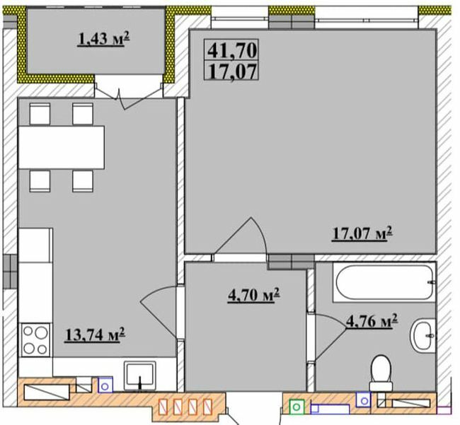 1-комнатная 41.7 м² в ЖК Comfort City от 20 800 грн/м², Ужгород