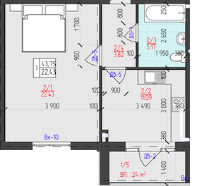 1-кімнатна 43.75 м² в ЖК Університетський від 19 500 грн/м², Ужгород