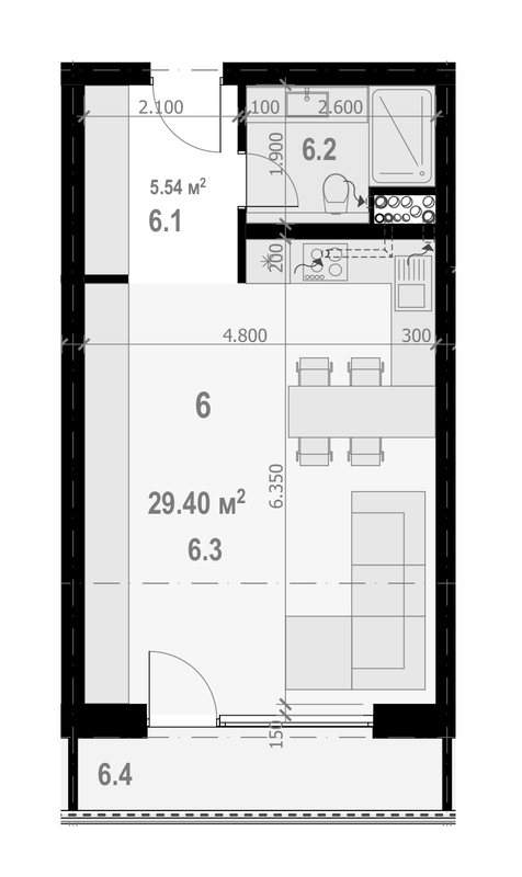 1-кімнатна 42 м² в ЖК Бабяка від забудовника, Ужгород