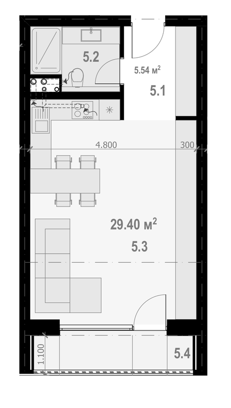 1-кімнатна 41.8 м² в ЖК Бабяка від забудовника, Ужгород