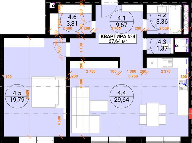 2-комнатная 67.64 м² в ЖК Грот от 23 950 грн/м², Ужгород